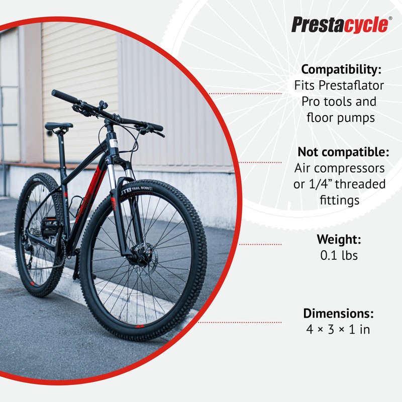 Prestacycle Cycling EZ-Grip Big Presta Head (Urethane), Bike Pump Accessoires