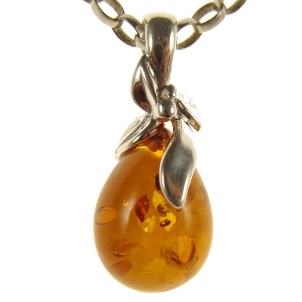 Baltic amber and sterling silver 925 cognac pendant (no chain)