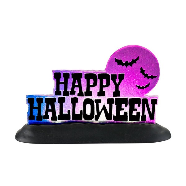 Department 56 Accessories for Villages Happy Halloween Lit Sign Accessory Figurine, 2.87 inch