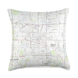 Lake County Indiana City Atlas Crown Point in Map (2019) Throw Pillow, 18x18, Multicolor