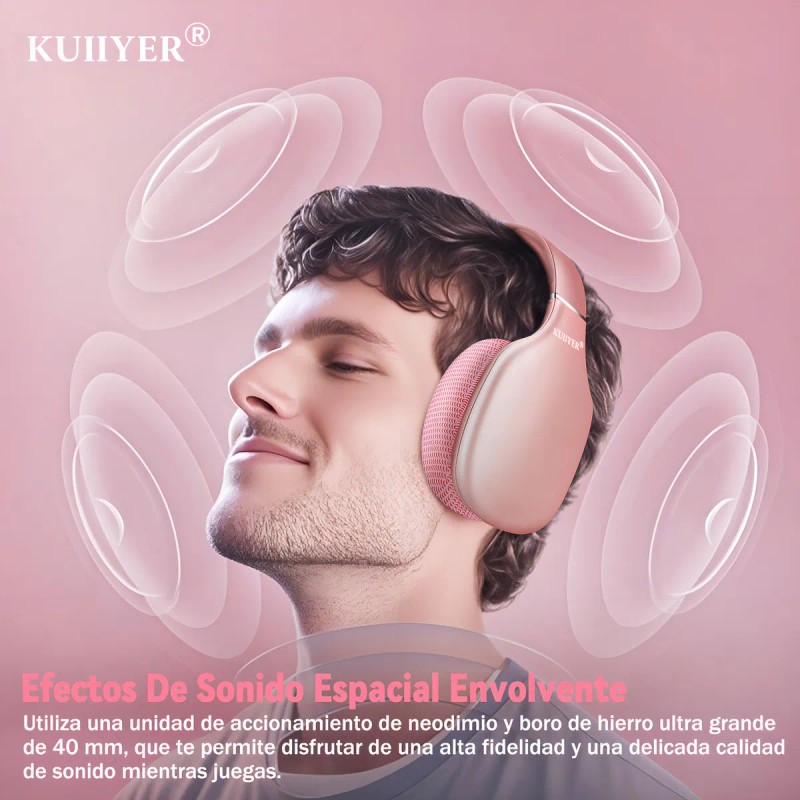 Kuiiyer Audfonos Bluetooth Inalmbricos Diadema Over Ear Headphones Con Micrfono,