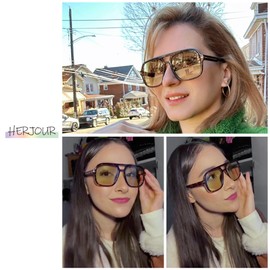 HERJOUR Retro Trendy Square Aviator Sunglasses Womens Mens 70s Classic Vintage Oversized Sun Glasses AR82173