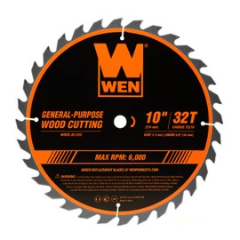WEN BL1032-2 10-Inch 32-Tooth and 60-Tooth Carbide-Tipped Professional Woodworking Saw Blade Set, Two Pack