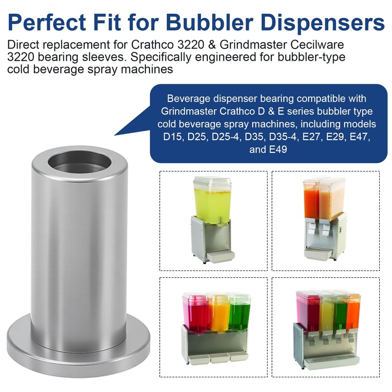 3220 Bearing Sleeve Replacement for Crathco 3220, Stainless Steel Bushing
