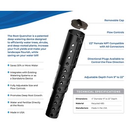 Root Quencher - Deep Underground Dripper, Tree & Plant Root Watering Drip Irrigation & Fertilizer Stake (1/2" Female NPT Compatible with All Connectors, Water Hose, Drip & PVC) Large 1Pack (Large 1pk)