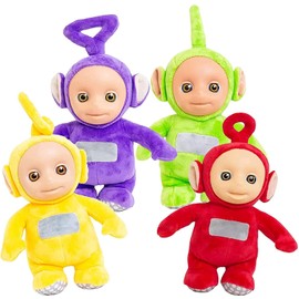 TJM Teletubbies 26cm Talking Po, Laa Laa, Dipsy and Tinky Winky Soft Plush - Full Set