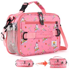 CaCTOUR Insulated Lunch Bag,Expandable Kids Lunch Box,Double Zipper & Lunch Bag Kids with Strap,Lightweight Reusable Lunch Tote Bag for Boys Girls,Meal Containers for School/Picnic (Rainbow)