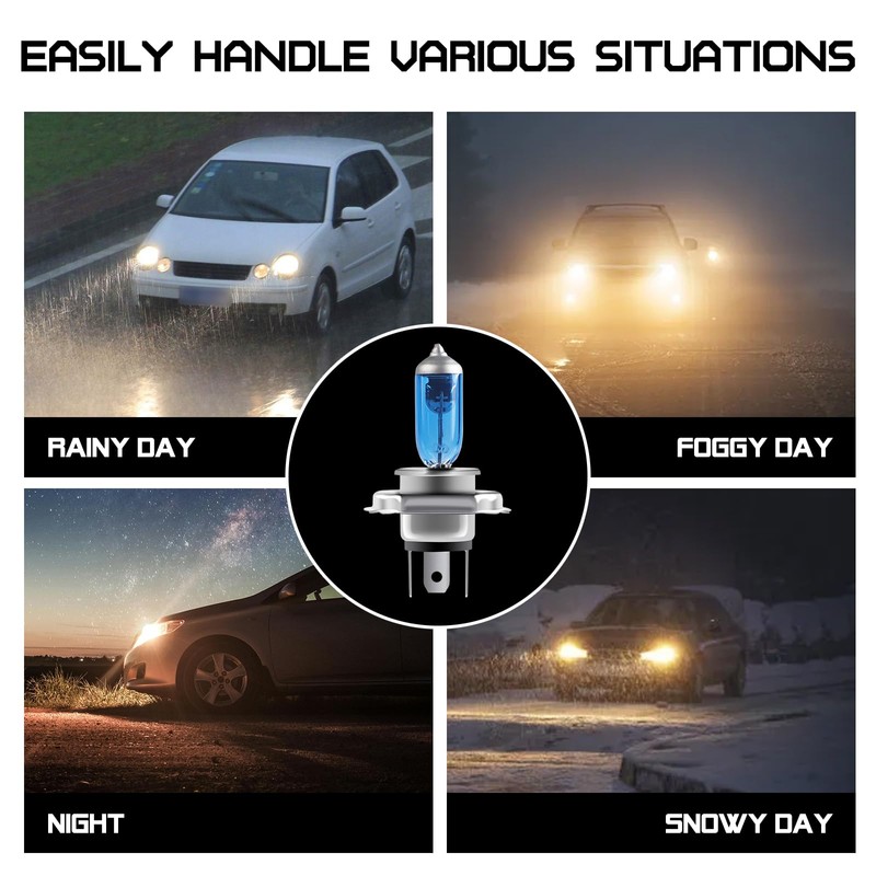 KaiDengZhe H4 Halogen Bulbs 12V 100/90W - 10-Pack Ultra Bright