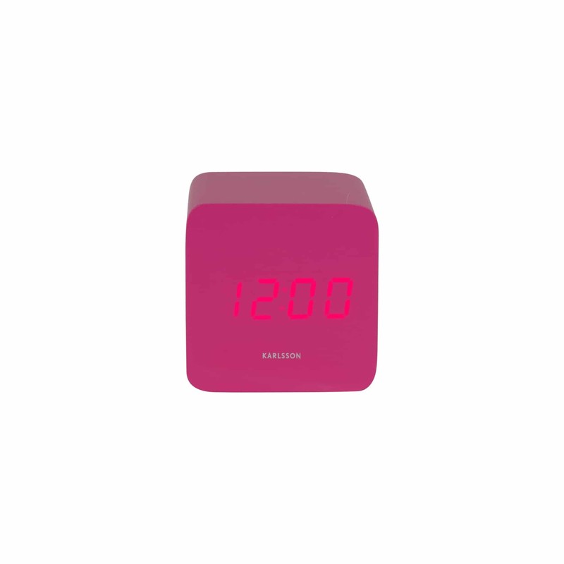 Karlsson Spry Square Alarm Clock, Pink, 6.6 x 6.8 x