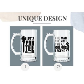 Onebttl Golf Gifts for Men, Funny Golf Beer Glass 17oz (500ml), Golf Beer Mug for Golf lovers, Golf Gag Gifts for Dad, Coworker, Birthday Gifts, Retirement Gifts - Let's Partee