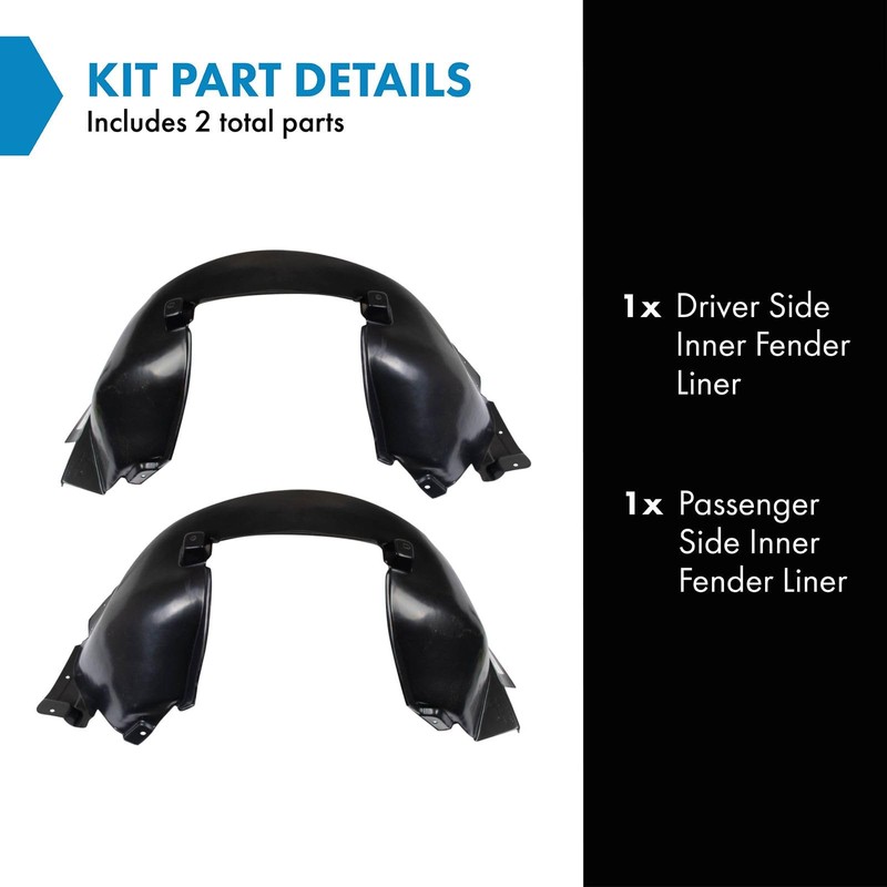 TRQ Inner Fender Liner Set Compatible with 2004-2008 Jaguar S-Type