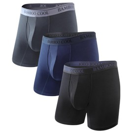 BAMBOO COOL Men's 50S Ultra-Soft Boxer Briefs Cooling Underwear for Men Tag-Free No Ride-Up Mens Underwear