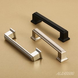 Alzassbg 10 Pack Brushed Satin Nickel Cabinet Pulls, 3-3/4 Inch(96mm) Hole Center Kitchen Cabinet Handles for Cabinets and Drawers AL3071SN