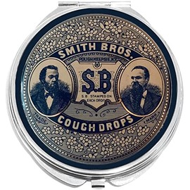 NewCharms Vintage Cough Drops Tin Compact with Mirrors - Perfect Pocket and Purse Size Folding Mirror for Applying Make Up Anywhere