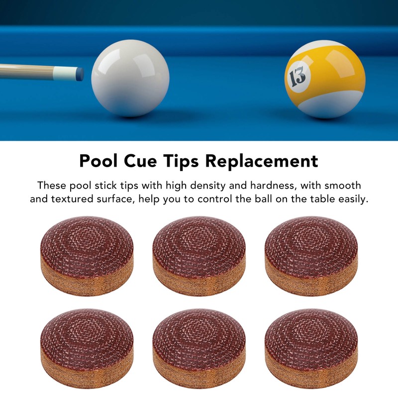 6pcs Billiard Pool Cue Tips 14mm Crystal Pool Cue Tips