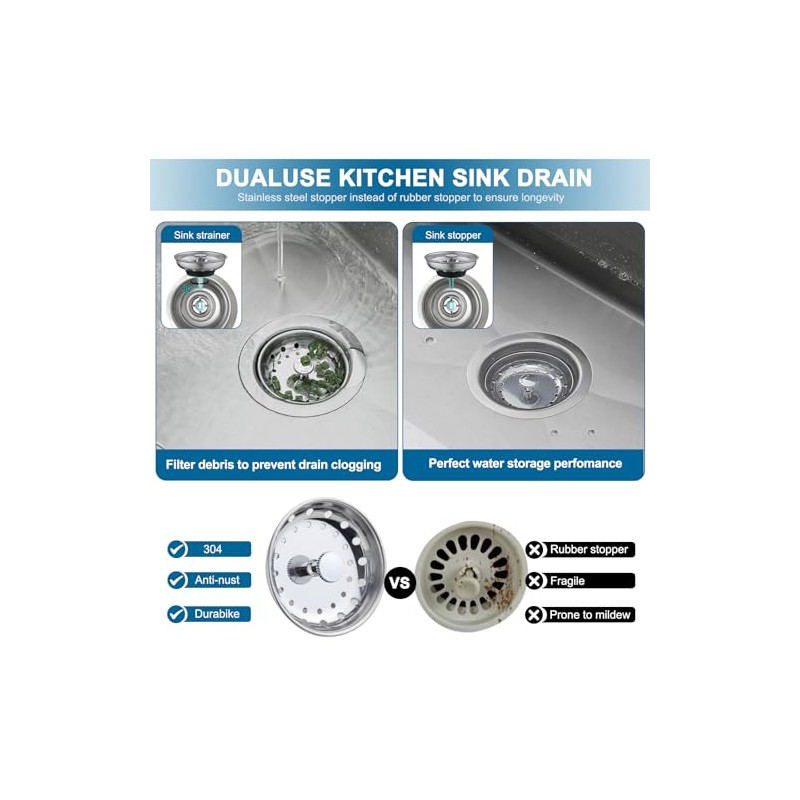 ZM Stainless Steel Kitchen Sink Strainer with Drain Assembly