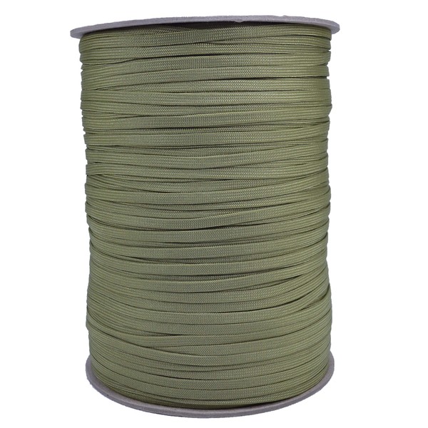 Coreless 550 Paracord - Flat Hollow Cord - Great for Computer Cable Sleeve - Moss 1000 Feet