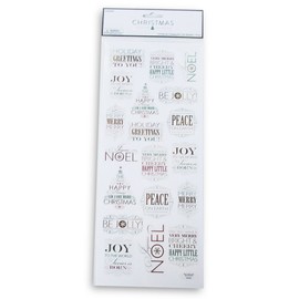 Christmas Phrases Subway Foil Stickers - Adhesive Decals for Crafts & Scrapbooks - Gold, Green & Red -19 Pieces