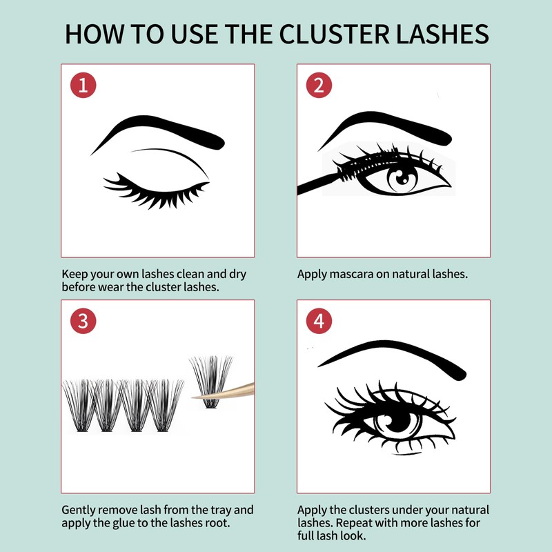 FADVAN Individual Eyelash Extensions, 280 Pieces Curl D Eyelashes Cluster