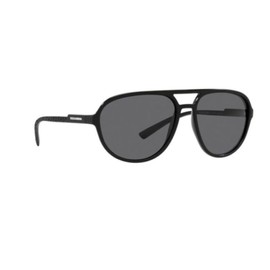 Dolce & Gabbana Men's Round Fashion Sunglasses, Matte Black/Dark Grey Polar, One Size