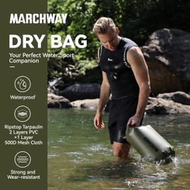 MARCHWAY Floating Waterproof Dry Bag Backpack 5L/10L/20L/30L/40L, Roll Top Sack Keeps Gear Dry for Kayaking, Rafting, Boating, Swimming, Camping, Hiking, Beach, Fishing (Army Green, 10L)