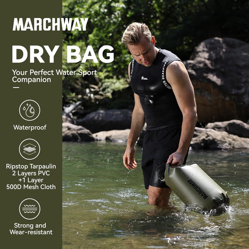 MARCHWAY Floating Waterproof Dry Bag Backpack 5L/10L/20L/30L/40L, Roll Top Sack
