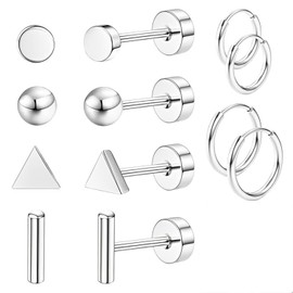 Medical Stud Earrings 6 Pairs Surgical Steel Titanium Earrings Women's Titanium Earrings Titanium Stud Earrings Medical Earrings for Men Women Hypoallergenic, Stainless Steel