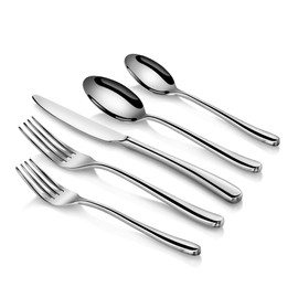 Cangshan 1027013 Rain II Series 20-Piece Stainless Steel 18/10 Forged Flatware Set