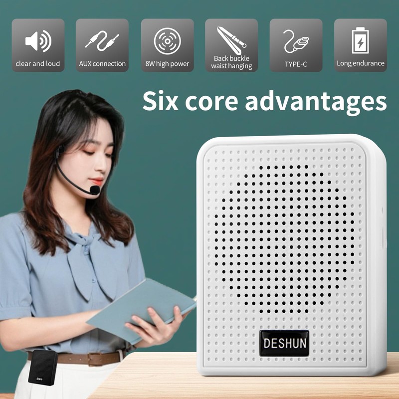 DESHUN Voice Amplifier,Portable Microphone and Speaker,Suitable for Teachers, Tour Guides,