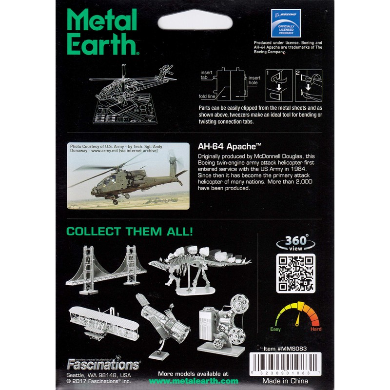 Metal Earth: AH-64 Apache, 3D Laser Cut Model