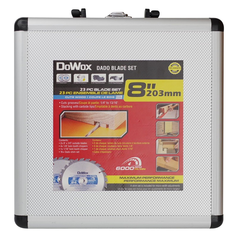 DOWOX Dado Blade Set, 8-Inch, 24-Tooth with 5/8-Inch Bore -