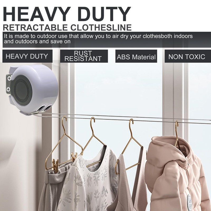 Outdoor Retractable Double-Layer Clothes Drying line - Heavy-Duty PVC Coated