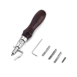 QWORK® 7-in-1 Leather Tool Set, Adjustable Groover and Leather Edges Cutter for Leather Sewing Crafts