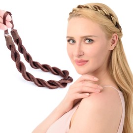 DIGUAN Thin Synthetic Hair Braided Headband Hairpiece Women Girl Beauty Accessory (Burgundy)