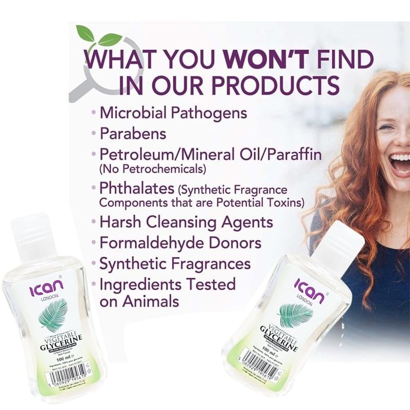 ican London Pure Vegetable Glycerine Softens & Moisturizes Skin 100ml