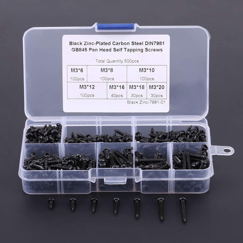 PENGLIN 500 Pcs Self Tapping Screws Set Pan Head M3