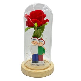 CHEERZEER CUSTOMIZE Rose for Valentines Day, Valentines Day Gifts for Her Galaxy Red Rose Flower in Glass Dome Light Up, Custom Valentines Day Gifts for Couple