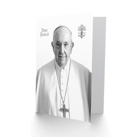 Artery8 Greeting Card Pope Francis Black & White Portrait Holy See Emblem Blank Card