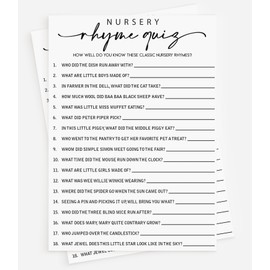 All Ewired Up 50 Baby Shower Nursery Rhyme Game (50-Cards) Fun Baby Shower Game Activity, Gender Neutral Boy or Girl, Minimalist Script