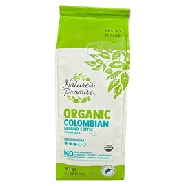 Nature’s Promise Organic Colombian Ground Coffee, 100% Arabica Medium Roast, 12 oz