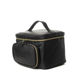 Cosmetiquera CARAVIAN Impermeable con Compartimento para Brochas – Neceser de Maquillaje de Gran Capacidad en Cuero PU, Ideal para Viajes, Gimnasio o Uso Diario, 25x18x19 cm