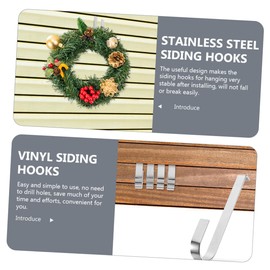 WHAMVOX Stainless Steel Outdoor Siding Hooks 4pcs Metal Hooks for Hanging No Drill Vinyl Siding