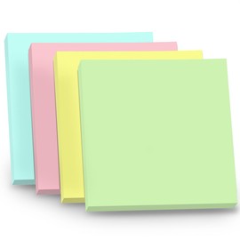 WAYTEX 400 Reusable Sticky Notes 4 Pads of 100 Square 75x75mm 4 Pastel Colours