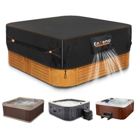 Enzeno Outdoor SPA Hot Tub Cover Waterproof Square 86 x 86 inch fit 84 x 84 or 83 x 83 or 82 x 82 or 7 ft x 7 ft 420D Heavy Duty Cub Hot Tub Lid Protectors Protective Cover Cap