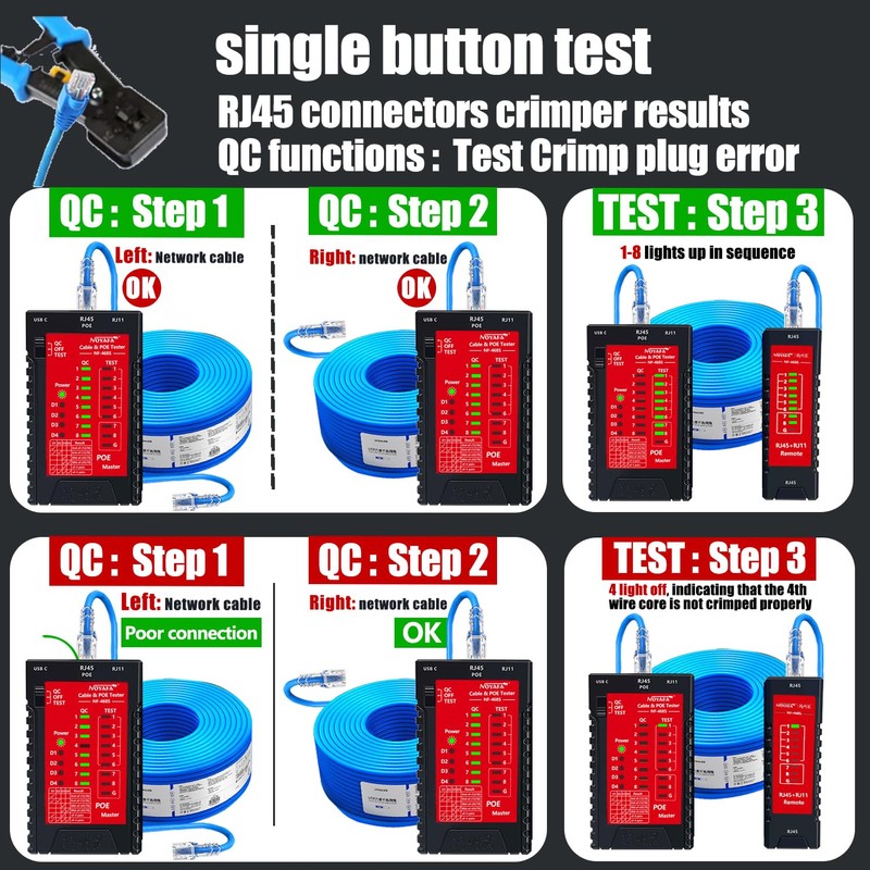NF-468s Network Cable Tester, Ethernet Tester,Cable Mapper, Check Continuity -RJ45,