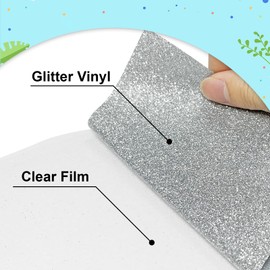 ROFISUE Glitter Heat Transfer Vinyl Glitter Iron on Vinyl for T Shirts Easy to Cut and Weed Compatible with All Cutter Machines HTV Vinyl Iron on for Cricut (Silver, 12Inches*6Ft)