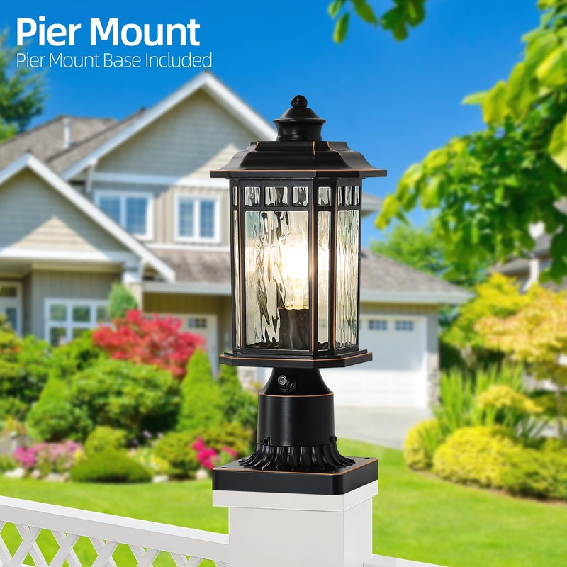 DASTOR 2 Pack Dusk to Dawn Outdoor Post Lights, Outdoor