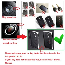 M.JVisun Men Women Genuine Leather Key Fob Cover For Lexus ES200 ES250 ES260 ES300h ES350 GX460 LC500 LC500h LS350 LS500 LS500h LX600 NX300h UX200 UX250h UX260h Car Key Case With Keychain - Black