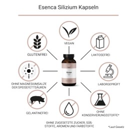 Esenca Silicon Capsules High Dose – Pack of 90 for 3 Months – Silicon from Bamboo Extract – 240 mg Bamboo Exact per Capsule – Vegan & Laboratory Tested