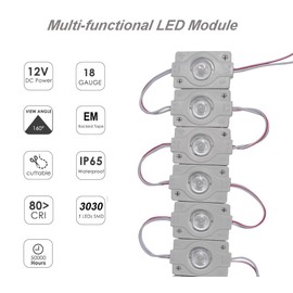 AOOYUANKE LED Module, LED Windows Lights 3000k Warm White Light 100pcs 3030SMD 150LM Per LED Module IP65 Waterproof for Advertising Signs with Tape Adhesive Backside (Power Supply NOT Included)